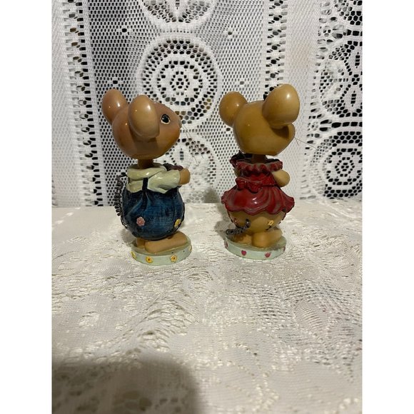 Bobblehead Mouse Figurine Boy And Girl Resin 5.6" Tall - Picture 6 of 10